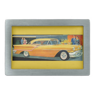 1950s golden Rocket 88 Oldsmobile Rectangular Belt Buckle