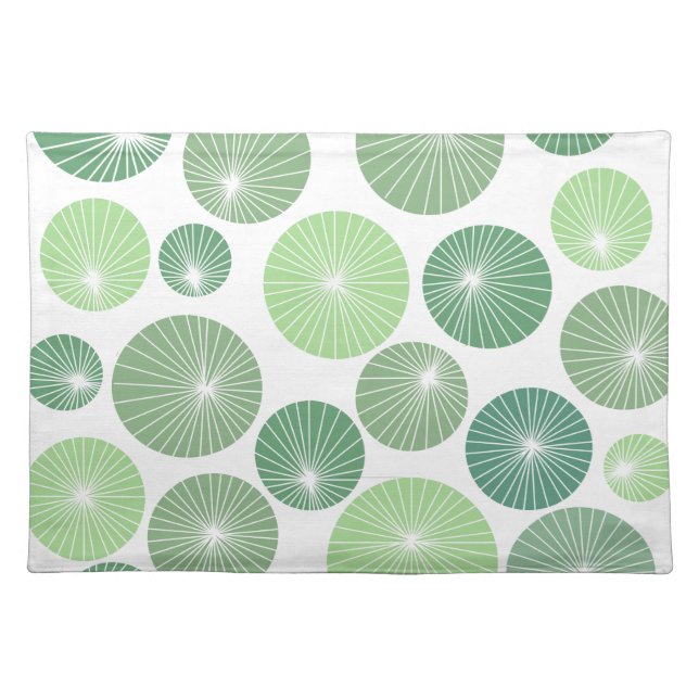 1950s Green Pinwheels  Cloth Placemat (Front)