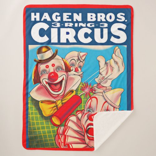 1950s Hagen Brothers Circus poster print Sherpa Blanket