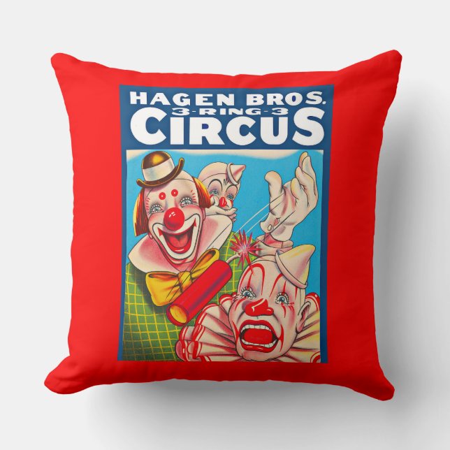1950s Hagen Brothers Circus poster print Throw Pillow (Front)