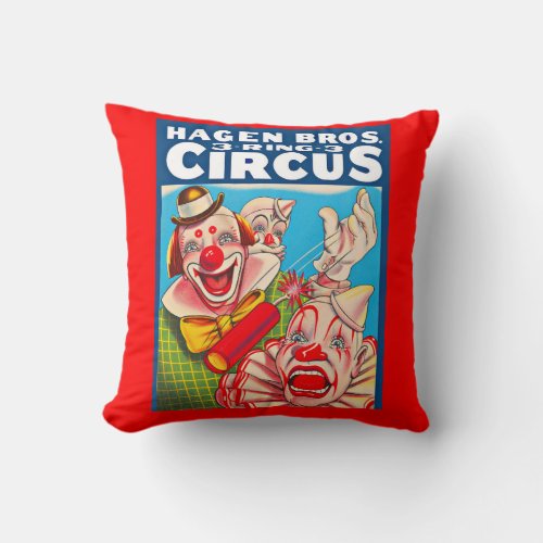 1950s Hagen Brothers Circus poster print Throw Pillow