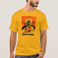 1950s Halloween Trick or Treat Haunted House T-Shirt