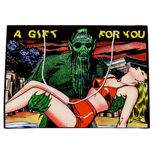 1950s Horror Comic A Gift for You Hope You Like It Large Gift Bag