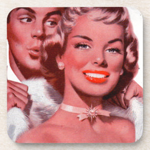 1950s hottest prom date beverage coaster