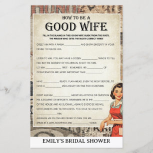 1950's Housewife Bridal Shower Game