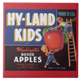 1950s Hyland Kids Washington Apples label  Ceramic Tile