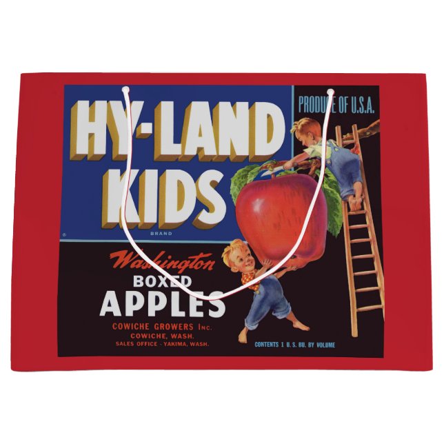 1950s Hyland Kids Washington Apples label Large Gift Bag (Front)