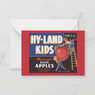 1950s Hyland Kids Washington Apples label Note Card