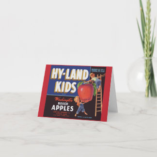 1950s Hyland Kids Washington Apples label Note Card