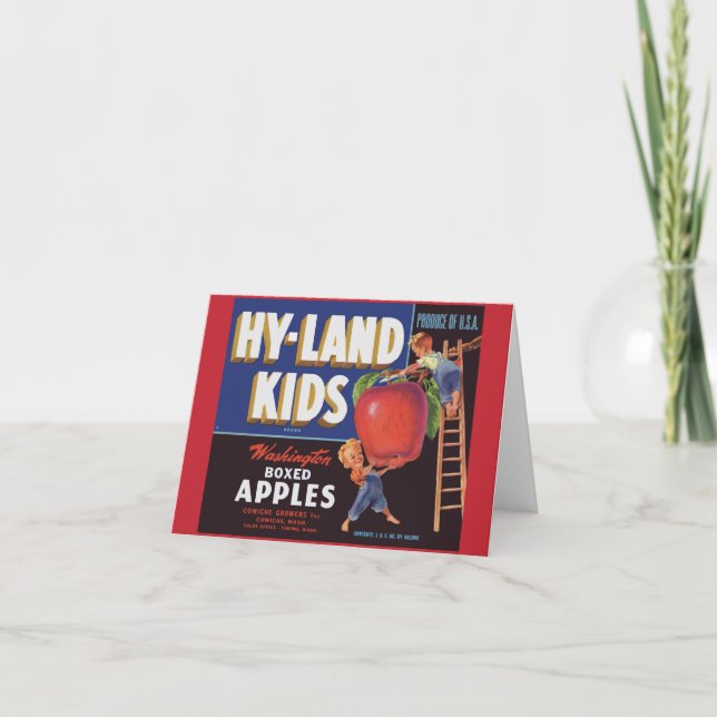 1950s Hyland Kids Washington Apples label Note Card (Front)