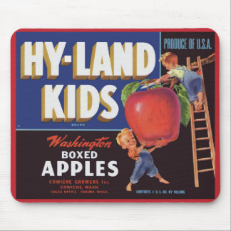 1950s Hyland Kids Washington Apples label print Mouse Pad