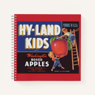 1950s Hyland Kids Washington Apples label print Notebook