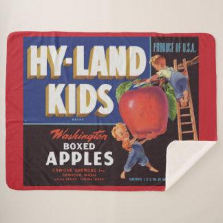 1950s Hyland Kids Washington Apples label print Sherpa Blanket