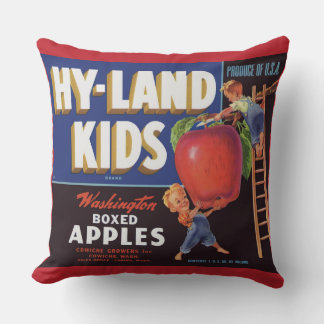 1950s Hyland Kids Washington Apples label Throw Pillow