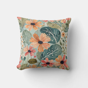 1950's Inspired Flowery Outdoor Pillow