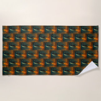 1950s inspired rocket ship  beach towel