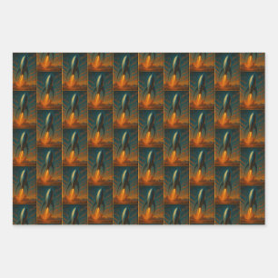 1950s inspired rocket ship wrapping paper sheets