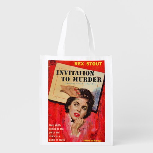 1950s Invitation to Murder Reusable Grocery Bag