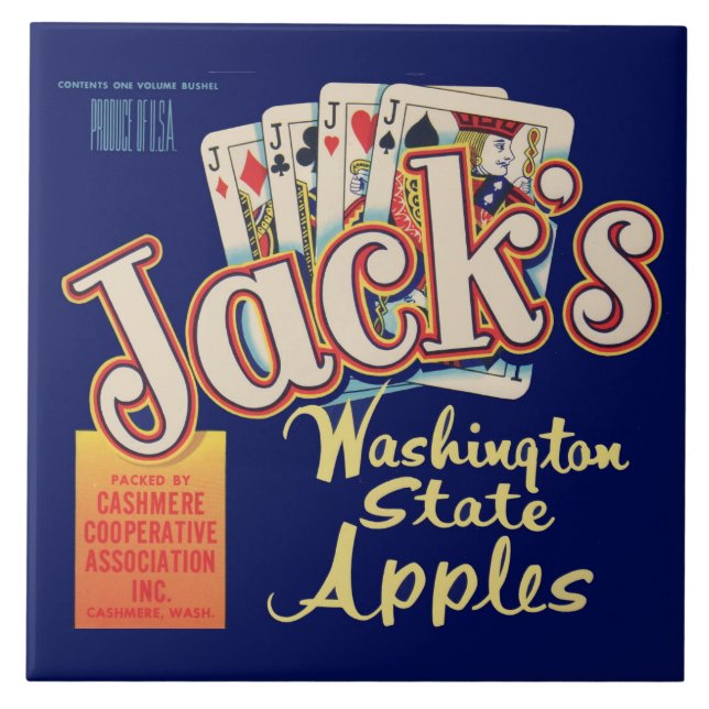 1950s Jack’s Washington State Apples crate label Ceramic Tile (Front)