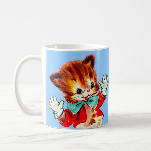 1950s jazz hands kitten coffee mug (Left)