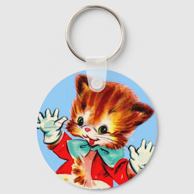 1950s jazz hands kitten keychain (Front)