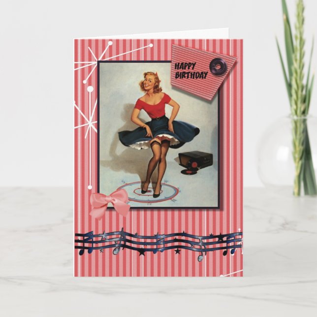 1950s jiving pin up girl card (Front)