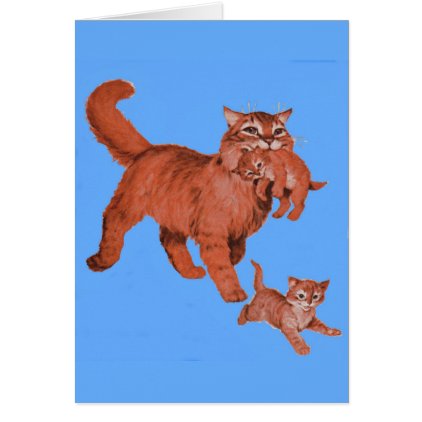 1950s kitty cat mama and little kittens card