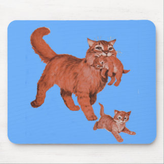 1950s kitty cat mama and little kittens mouse pad