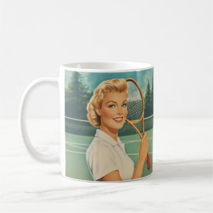 1950s Magazine Illustration Tennis Woman Coffee Mug