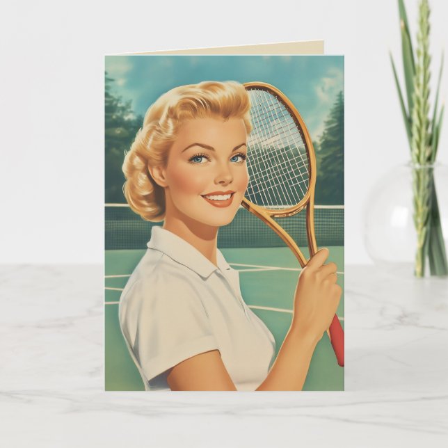 1950s Magazine Illustration Tennis Woman Invitation (Front)
