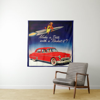 1950s Make a date with Rocket 8 Tapestry