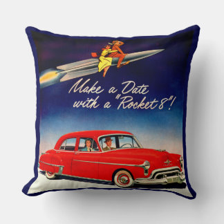 1950s Make a date with Rocket 8 Throw Pillow