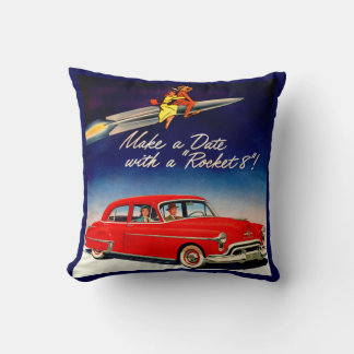 1950s Make a date with Rocket 8 Throw Pillow