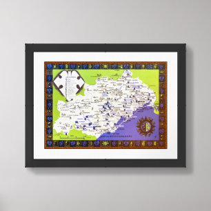 1950S MAP OF WINERIES IN FRANCE (TRAVEL BROCHURE) FRAMED ART
