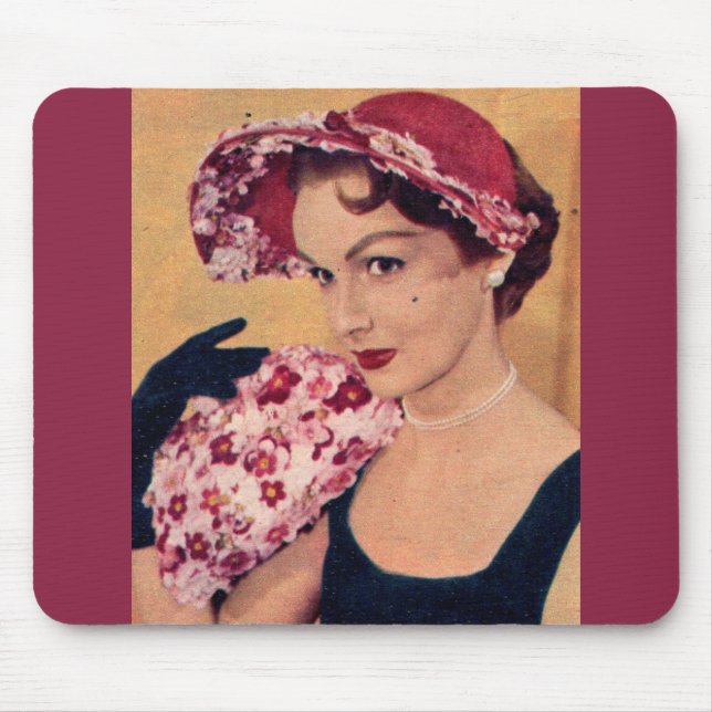 1950s Marjorie in her Spring floral hat Mouse Pad (Front)