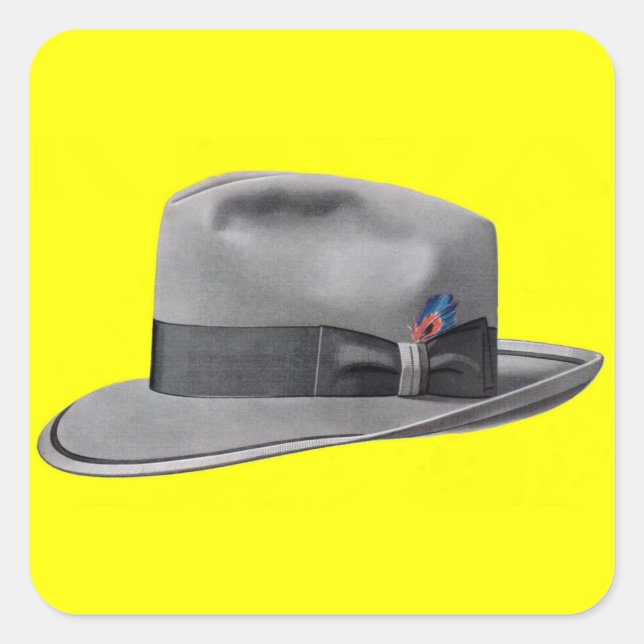 1950s mens fedora hat print square sticker (Front)