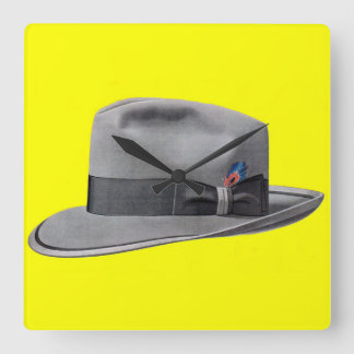 1950s mens fedora hat print square wall clock