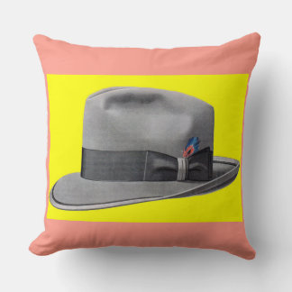1950s mens fedora hat print throw pillow