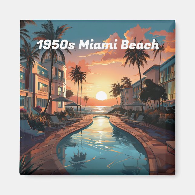 1950s Miami Beach art deco hotel at sunrise Magnet (Front)