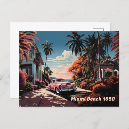 1950s Miami Beach garden villa Holiday Postcard