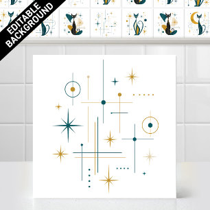 1950s Mid Century Modern Retro Atomic Star Pattern Ceramic Tile