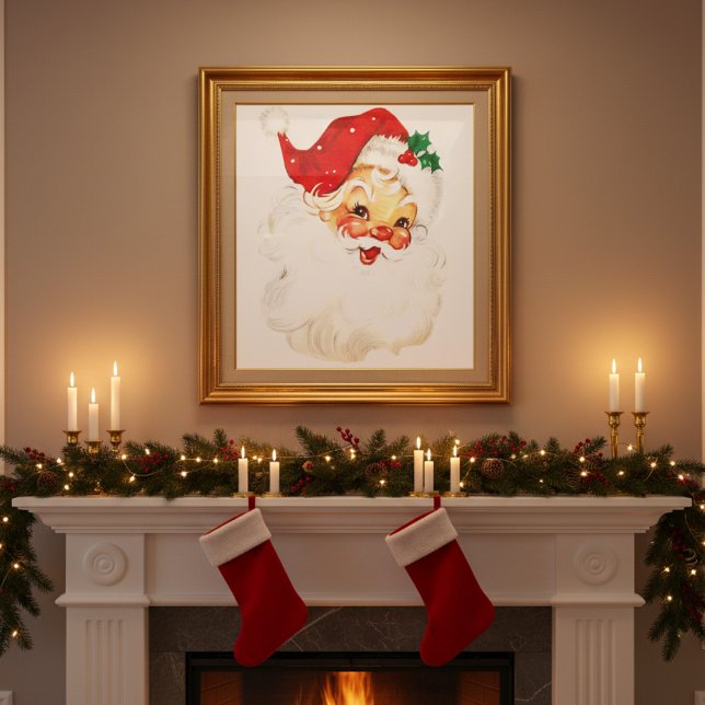 1950s Mid Century Vintage Classic Santa Claus Poster (1950s Mid Century Vintage Classic Santa Claus Poster)