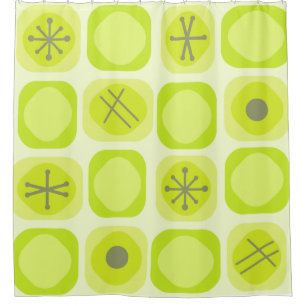 1950s Mod Art Soft Cubes Chartreuse Shower Curtain