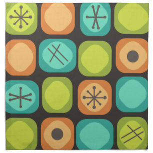 1950s Mod Art Soft Cubes Multicolored Cloth Napkin