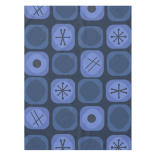 1950s Mod Art Soft Cubes Navy Blue Tablecloth