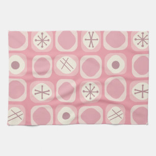 1950s Mod Art Soft Cubes Pink Vanilla Kitchen Towel