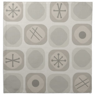 1950s Mod Art Soft Cubes Taupe Cloth Napkin