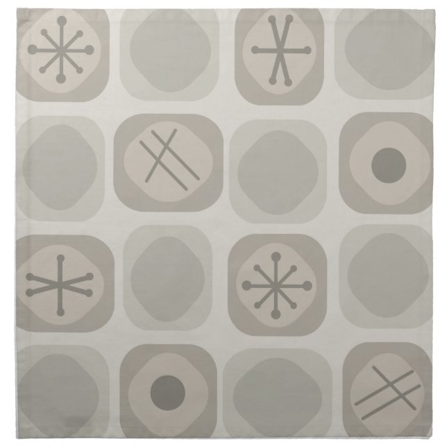 1950s Mod Art Soft Cubes Taupe Cloth Napkin (Front)