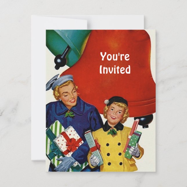 1950s Mom and Daughter Xmas Shopping Invitation (Front)