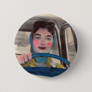 1950s Mom at the wheel Button